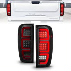 ANZO USA - Tail Light Set Full LED Tube Sequential Signal Black Housing Smoke Lens Pair GMC Sierra 1500 2019-2023, 2500 HD/3500 HD 2020-2023 ANZO USA - Image 1