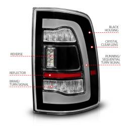 ANZO USA - Tail Light Set LED Sequential LED Amber Switchback Turn Signal Black Housing Clear Lens Pair Dodge Ram 1500/2500/3500 2009-2010, Ram 1500/2500/3500 2011-2018 ANZO USA - Image 4