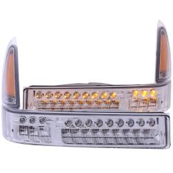 LED Clear Lens Chrome Housing Amber Reflector Pair Ford Excursion 2000-2004, Ford F-250/F-350/F-450/F-550 Super Duty 1999-2004 ANZO USA
